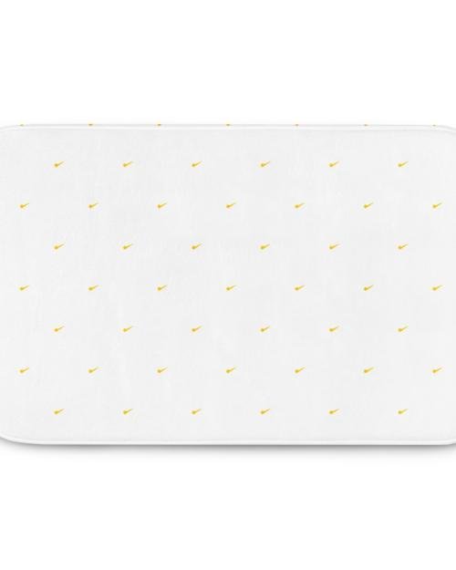 Allatyme: Infinity A – Memory foam bath mat – Navy, White & Yellow (Pattern)