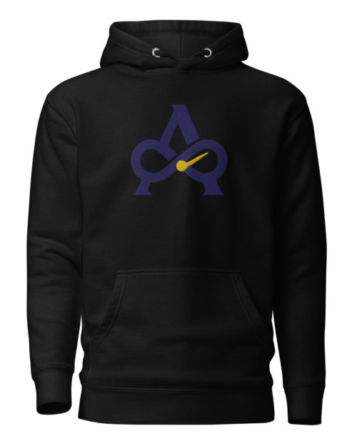Allatyme: Infinity A – Unisex Hoodie – Navy & Yellow